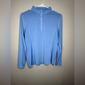 Peter Millar Pullover Shirt Womens S  Blue UPF 50 Mock Neck Quarter Zip Golf